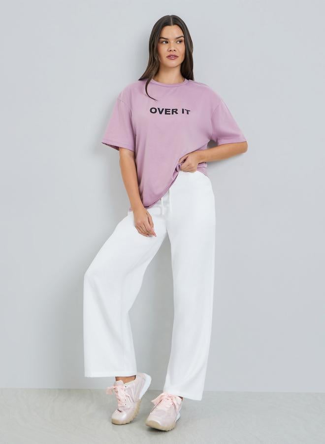 Take Two White Wide Leg Trousers with Drawstring - Image 4